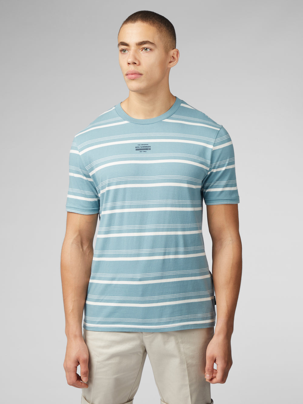 T-Shirt Ben Sherman Fine Stripe Bleu | NLQ-50065690